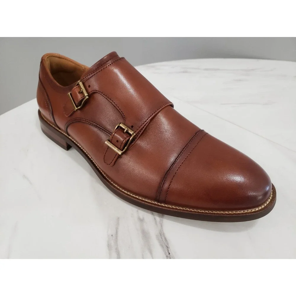 NO BOX Florsheim Rucci Cap‎ Toe Double Monk Strap Cognac [13416 221] Dress Shoes